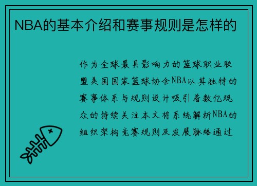 NBA的基本介绍和赛事规则是怎样的